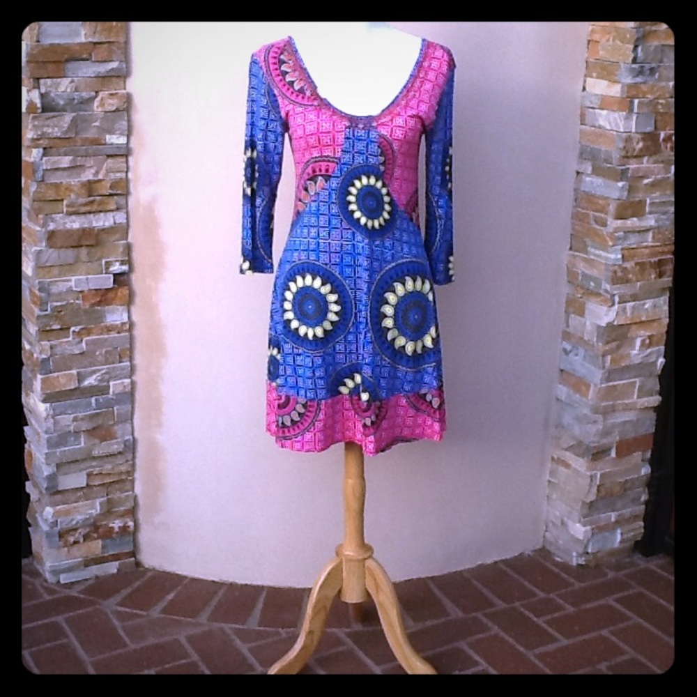 Faith brightly colored dress with beaded neckline